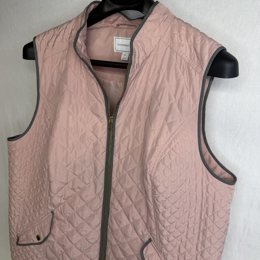 Charter Club Women's Pink Quilted Full Zip Lined Vest Size 2X Fall/Winter/Spring